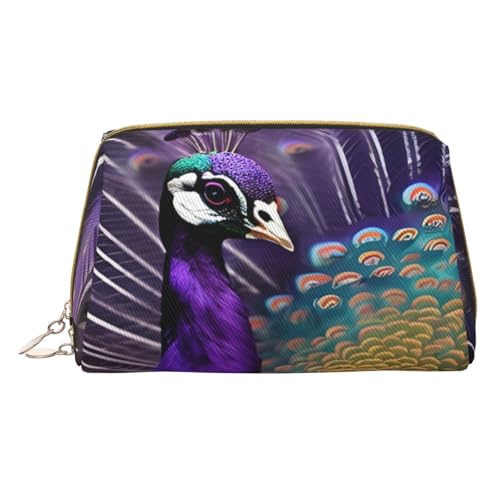 HGFVY Kulturbeutel mit Pfauenmotiv, Reisefreundlich, Make-up-Organizer für Make-up-Pinsel, Lippenstifte, Violett, Weiss/opulenter Garten, Einheitsgröße von HGFVY