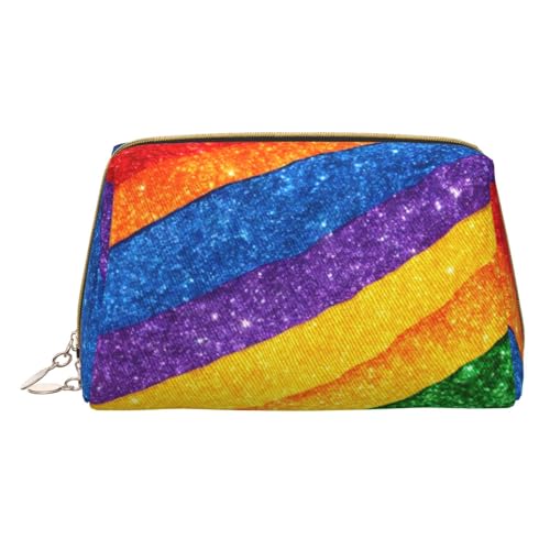HGFVY Kulturbeutel mit Regenbogenstreifen, reisefreundlicher Make-up-Organizer für Make-up-Pinsel, Lippenstifte, Weiss/opulenter Garten, Einheitsgröße von HGFVY