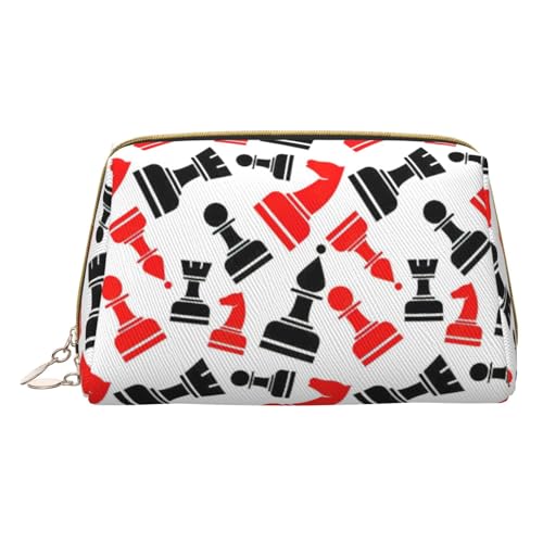 HGFVY Kulturbeutel mit Schachmuster, reisefreundlicher Make-up-Organizer für Make-up-Pinsel, Lippenstifte, Weiss/opulenter Garten, Einheitsgröße von HGFVY