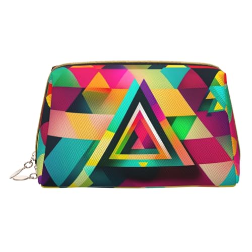 HGFVY Kulturbeutel mit buntem Dreieck-Muster, reisefreundlicher Make-up-Organizer für Make-up-Pinsel, Lippenstifte, Weiß, One Size von HGFVY