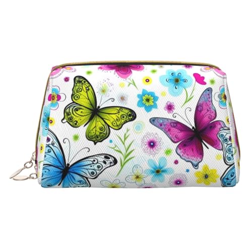 HGFVY Kulturbeutel mit bunten Schmetterlingen, Reisefreundlicher Make-up-Organizer für Make-up-Pinsel, Lippenstifte, Weiss/opulenter Garten, Einheitsgröße von HGFVY