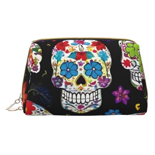 HGFVY Kulturbeutel mit bunten Totenköpfen, Reisefreundlicher Make-up-Organizer für Make-up-Pinsel, Lippenstifte, Weiss/opulenter Garten, Einheitsgröße von HGFVY