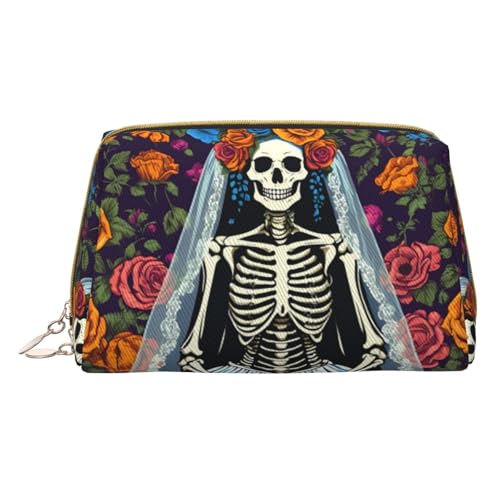 HGFVY Kulturbeutel mit bunten Totenköpfen, Reisefreundlicher Make-up-Organizer für Make-up-Pinsel, Lippenstifte, Weiss/opulenter Garten, Einheitsgröße von HGFVY