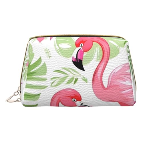 HGFVY Kulturbeutel mit floralem Flamingo-Motiv, Reisefreundlicher Make-up-Organizer für Make-up-Pinsel, Lippenstifte, Weiss/opulenter Garten, Einheitsgröße von HGFVY