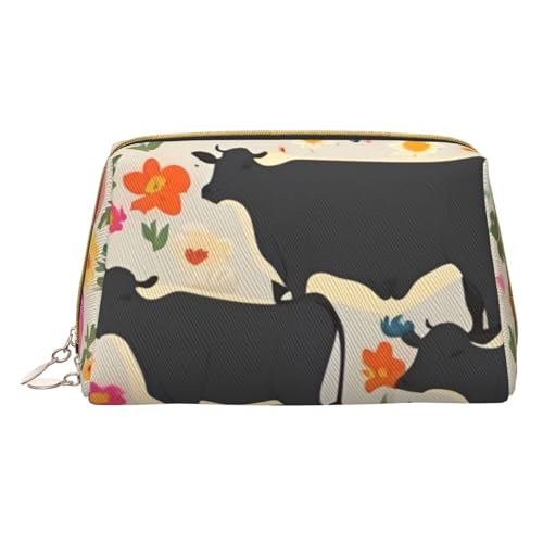 HGFVY Kulturbeutel mit roter Blume, Kühe und Rindern, reisefreundlicher Make-up-Organizer für Make-up-Pinsel, Lippenstifte, Weiss/opulenter Garten, Einheitsgröße von HGFVY