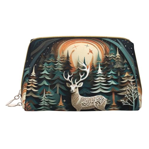 HGFVY Kulturbeutel mit weihnachtlichem Hirsch, reisefreundlicher Make-up-Organizer für Make-up-Pinsel, Lippenstifte, Weiss/opulenter Garten, Einheitsgröße von HGFVY