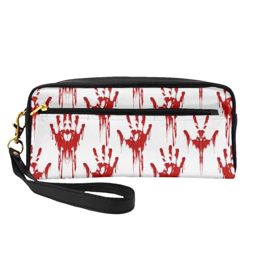 HGFVY Make-up-Tasche mit blutigen Handabdrücken, kleine Reise-Make-up-Organizer-Tasche für Damen, doppellagig, tragbare Make-up-Tasche, Schwarz, Einheitsgröße von HGFVY