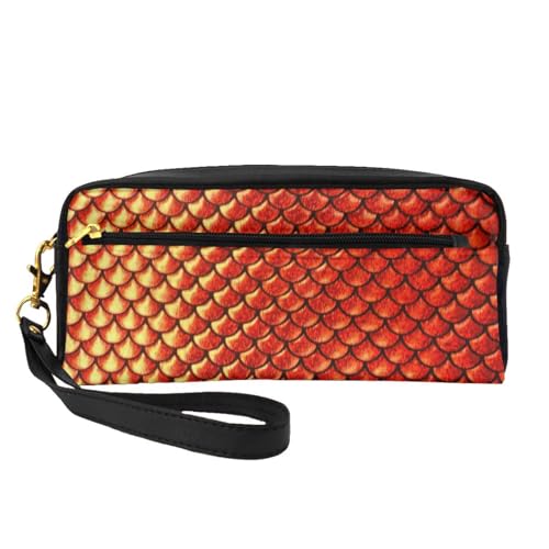 HGFVY Make-up-Tasche mit roter Fischschuppe, kleine Reise-Make-up-Organizer-Tasche für Damen, doppellagig, tragbare Make-up-Tasche, Schwarz, Einheitsgröße von HGFVY
