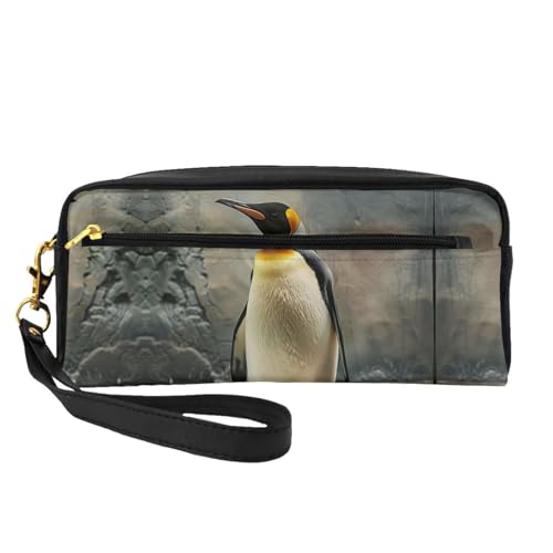 HGFVY Pinguin-Make-up-Tasche, kleine Reise-Make-up-Organizer-Tasche für Damen, doppellagig, tragbare Make-up-Tasche, Schwarz, Einheitsgröße von HGFVY