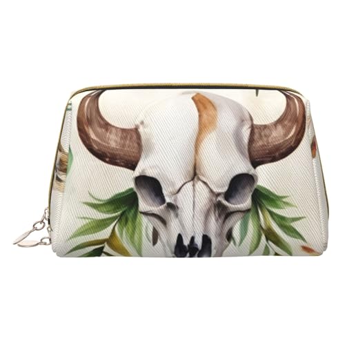 HGFVY Runner Bull Skull Kulturbeutel, Reisefreundlicher Make-up-Organizer für Make-up-Pinsel, Lippenstifte, Weiss/opulenter Garten, Einheitsgröße von HGFVY