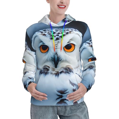 HGFVY Schneeeule Augen Damen Weihnachten Hoodies Jacken Sweatshirts Herbst Mode Outfits Pullover Winter Kleidung Geschenk, Schwarz, L von HGFVY