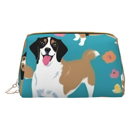 HGFVY Süße Corgi Kulturbeutel, reisefreundlicher Make-up-Organizer für Make-up-Pinsel, Lippenstifte, Weiss/opulenter Garten, Einheitsgröße von HGFVY