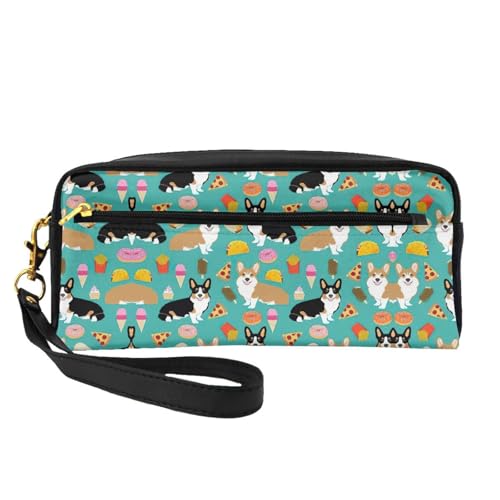 HGFVY Süße Corgi-Make-up-Tasche, kleine Reise-Make-up-Organizer-Tasche für Damen, doppellagig, tragbare Make-up-Tasche, Schwarz, Einheitsgröße von HGFVY