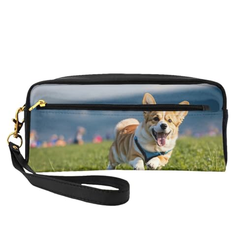 HGFVY Süße Corgi-Make-up-Tasche, kleine Reise-Make-up-Organizer-Tasche für Damen, doppellagig, tragbare Make-up-Tasche, Schwarz, Einheitsgröße von HGFVY