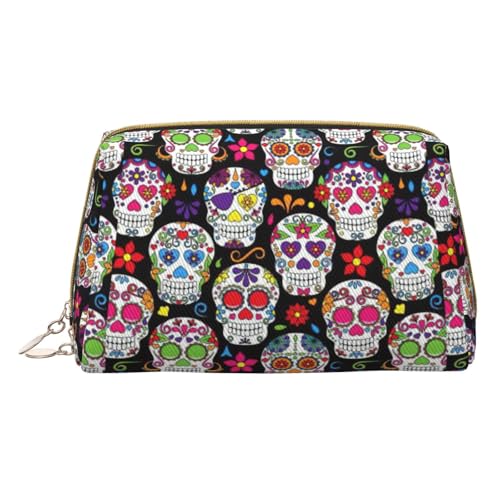 HGFVY Sugar Skulls Kulturbeutel, Reisefreundlicher Make-up-Organizer für Make-up-Pinsel, Lippenstifte, Weiss/opulenter Garten, Einheitsgröße von HGFVY
