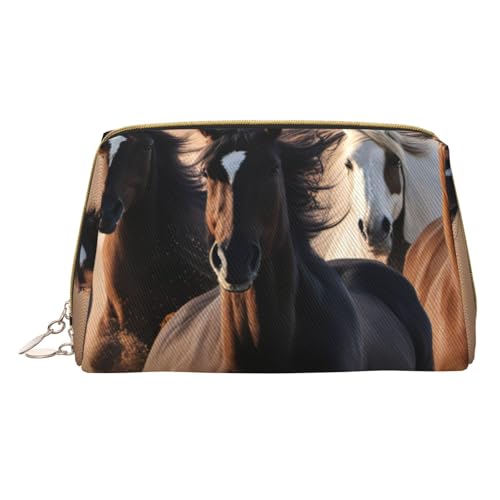 Kulturbeutel mit Laufpferden, reisefreundlicher Make-up-Organizer für Make-up-Pinsel, Lippenstifte, Weiss/opulenter Garten, Einheitsgröße von HGFVY