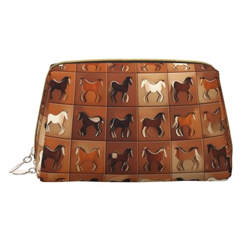 Kulturbeutel mit braunem Pferd, reisefreundlicher Make-up-Organizer für Make-up-Pinsel, Lippenstifte, Weiss/opulenter Garten, Einheitsgröße von HGFVY