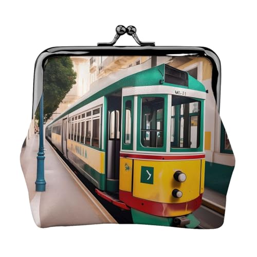 Lissabon Tram Pattern Coin Purses, Small Card Case Wallet For Men Women For Shopping And Casual Outings, Schwarz, Einheitsgröße, Art Deco von HGFVY