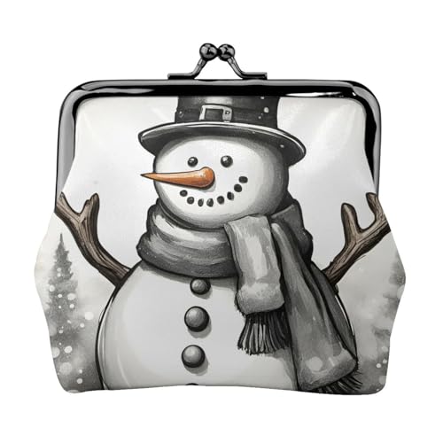 Weihnachts-Schneemann 1 Münzgeldbörse, kleines Kartenetui für Männer und Frauen, zum Einkaufen und für Freizeitausflüge, Schwarz, Einheitsgröße, Art Deco von HGFVY