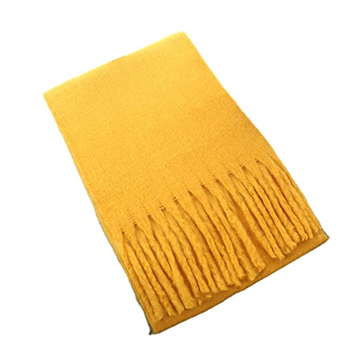 WLLDDDIU Winterschal Gelb - Weicher Warmer Dicke Decke Mit Zöpfen Und Quasten - Kaschmir-Gefühl Langer Großer Trendiger Stola-Schal Für Frauen Und Mädchen von HGJH