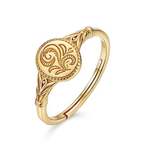 HGJH Silberringe Damen 925,Verstellbare Klobige Ringe Für Frauen Vintage Gravur Rune Mystic Amulet 925 Sterling Silber Ring Ethno Ewigkeitsringe Boho Vergoldet Versprechensringe Für Männer von WLLDDDIU