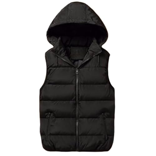 Herren Steppweste，Ärmellose Herrenjacke Mit Kapuze Abnehmbare Doppelseitige Steppweste Jacke Outdoorweste Schwarz Ärmellose Weste Herrenjacke Winddichte Reißverschlüsse Bodywarmer Für Herren T von HGJH
