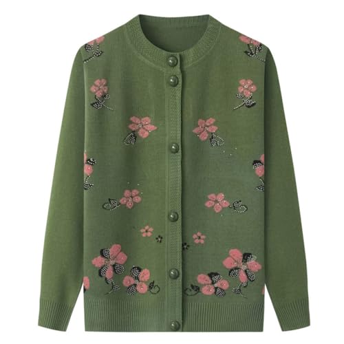 WLLDDDIU Ältere Damen Klassische leichte Strickjacke Pullover mittleren Alters und ältere Menschen Strickjacke Alte Dame Casual Top Oma tragen Mantel Frühling Herbst Mutter tragen warme Pullover, von HGJH