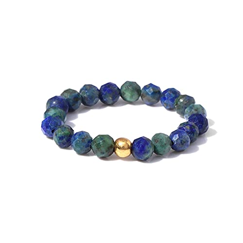 WLLDDDIU Bague Femme, Round Irregular Graphic Classic Fashion Elastic Cord/Adjustable Rings/Azurite/Natural Stone Open Rings Reiki Stones Gem Jewelry for Women Girl Wedding Jewelry Gift von HGJH