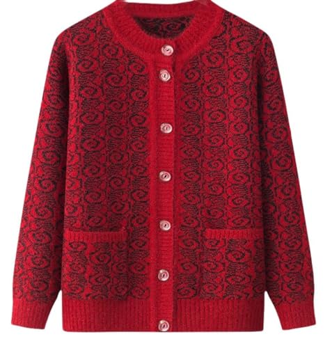 WLLDDDIU Klassischer Leichter Strickjacke Pullover für ältere Damen,mittleres Alter und ältere Menschen,gestrickte Strickjacke,alte Dame,lässiges Oberteil,Oma trägt Mantel,Frühling und Herbst, von HGJH
