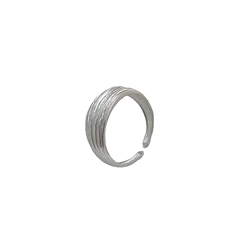 WLLDDDIU Ringe Silber, Sterling Silber Ringe Frauen 925 Streifen Verstellbare Ringe Einfach Matt Verstellbar Sterling Kleid Ringe Verlobungsring Geschenke Für Ewigkeitsringe von HGJH
