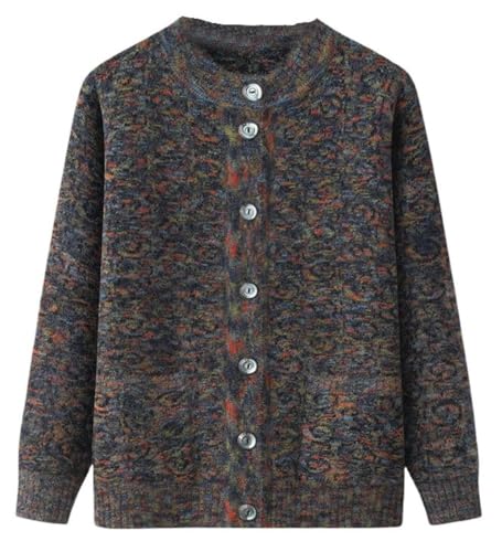 WLLDDDIU Strickjacke für ältere Damen,klassisch,leicht,Strickjacke,mittleres Alter und ältere Menschen,Strickjacke,alte Dame,lässiges Oberteil,Oma trägt Mantel,Frühling und Herbst,Mutter träg von HGJH