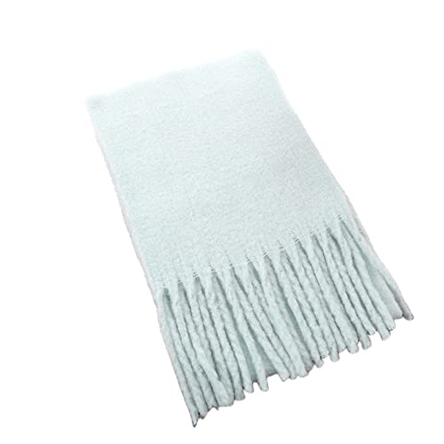 WLLDDDIU Strickschal Damen,Winterschals Blush Blue Weicher Warmer Schal Dicke Decke Dicke Zöpfe Quaste Kaschmir-Feeling-Schal Lang Großer Winterschal Trendige Stola-Schals Für Frauen Mädchen von HGJH