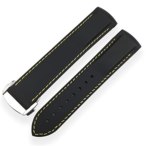 HGJHJJHK 20mm 21mm Gummi -Silikon -Uhrengurt wasserdichtes Uhrenband für IWC Mark Le Petit Prince Big Spitfire Bracelete Accessoires (Farbe: Orange weiße Linie, Größe: 19 mm) von HGJHJJHK