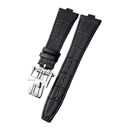 HGJHJJHK Für Vacheron Konstantin in Übersee schwarzblau brauner Bambus Grain Uhrenbänder 25mm echtes Lederkonvex -Schnittstelle Uhrengurt (Farbe: 10 mm goldener Verschluss) von HGJHJJHK