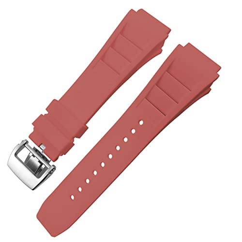 HGJHJJHK Rubber Watchband 20 mm 25 mm für Richard Spring Bar Silicone Mille Sport Watch Armband Weiches wasserdichtes Armband (Farbe: Gelbe Faltschnalle, Größe: 20 mm) von HGJHJJHK