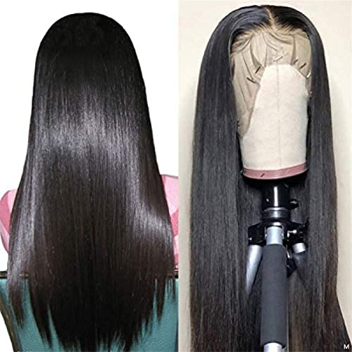 Synthetische Spitzenfrontschwarz -Frauen -Bob -Perücke von Natur aus langer Straight 13x4 Schweizer Spitzen -Spitzen -Vorderperücke 150% Dichte Hitzebeständiges Perücken, 18 Zoll, construction23 von HGJHJJHK