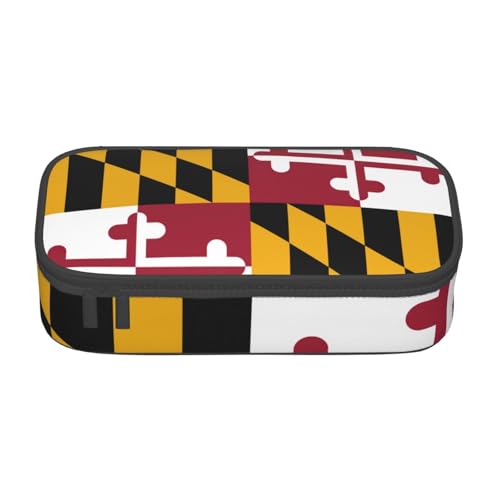 HGKHadc Maryland State Flag Print Stylish Large Storage Functionality Pencil Case School Travel Teens Daily Use, Schwarz , Einheitsgröße von HGKHadc