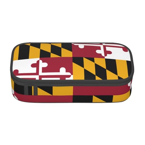HGKHadc Maryland State Flag Print Stylish Large Storage Functionality Pencil Case School Travel Teens Daily Use, Schwarz , Einheitsgröße von HGKHadc