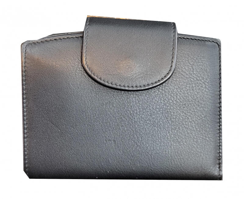 HGL - HGL Damen-Riegelüberschlagbörse mittel echt Leder schwarz Schwarz von HGL