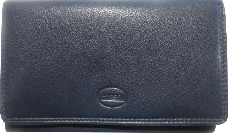 HGL - HGL Damenbörse echt Leder mit RV blau Blau von HGL