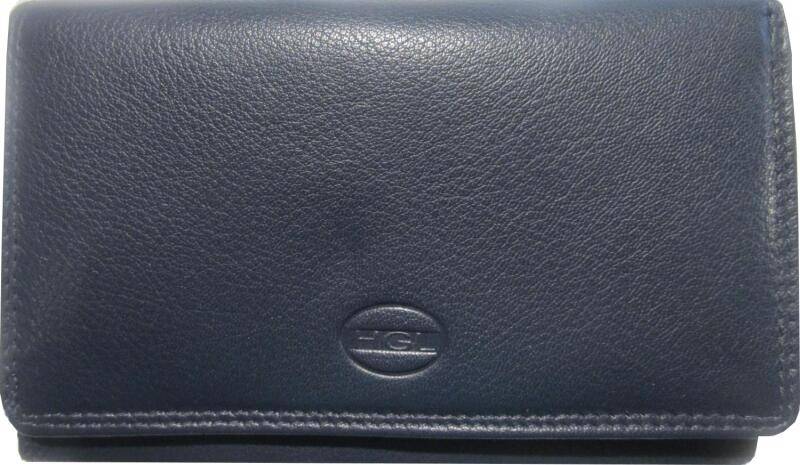 HGL - HGL Damenbörse echt Leder mit RV blau Blau von HGL
