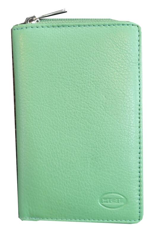 HGL - HGL Damenbörse mit Reißverschluss. RFID-Schutz echt Leder salbei Grün von HGL