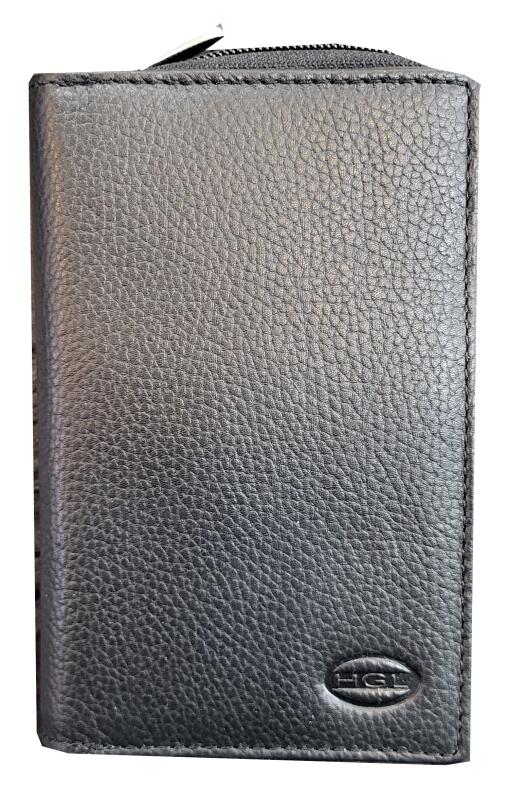 HGL - HGL Damenbörse mit Reißverschluss. RFID-Schutz echt Leder schwarz Schwarz von HGL