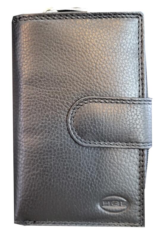 HGL - HGL Damenbörse mit Riegel und RV. RFID-Schutz echt Leder schwarz Schwarz von HGL