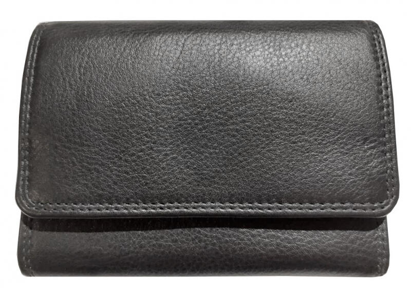 HGL - HGL Geldbörse klein mit Überschlag echt Rindleder schwarz Schwarz von HGL