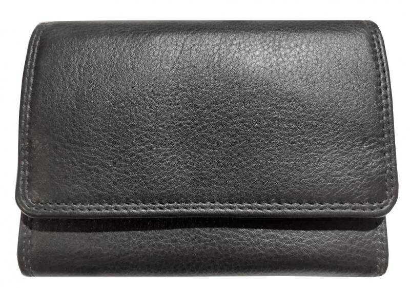 HGL - HGL Geldbörse klein mit Überschlag echt Rindleder schwarz Schwarz von HGL