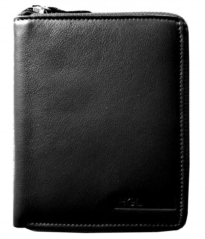 HGL - HGL Kombibörse mit Reißverschluss RFID-Schutz echt Leder schwarz Schwarz von HGL