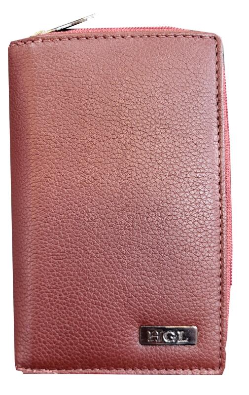 HGL - HGL Reißverschlussbörse groß, RFID-Schutz echt Leder bordeaux Rot von HGL