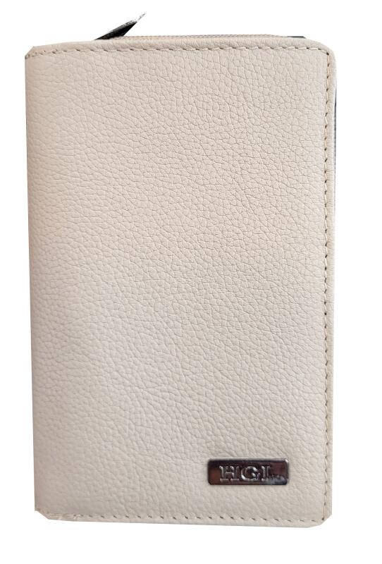 HGL - HGL Reißverschlussbörse groß, RFID-Schutz echt Leder cappuccino Beige von HGL