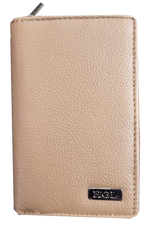HGL - HGL Reißverschlussbörse groß, RFID-Schutz echt Leder coffee Braun von HGL